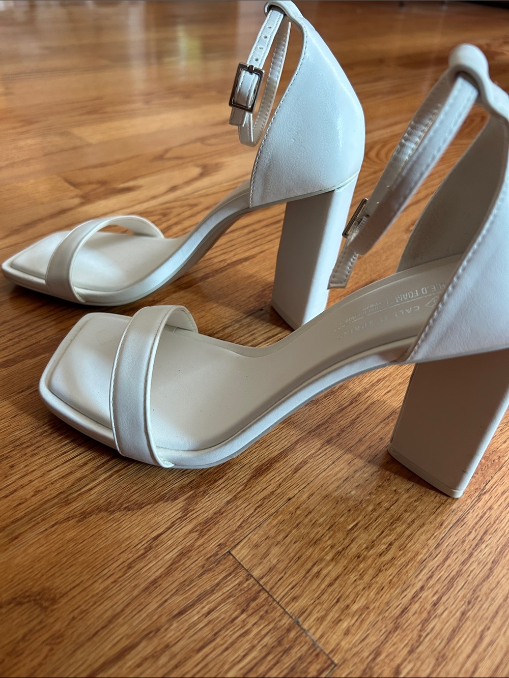 Call It Spring Ivory Block Heel Ankle-Strap Sandals